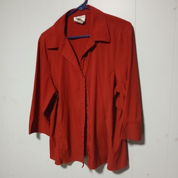 Fred David Red ladies blouse. Size 1X. - Picture 1 of 8